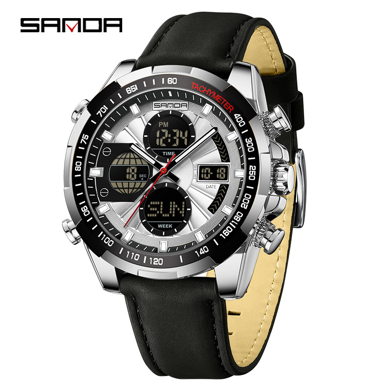 Reloj SANDA para hombre Reloj despertador cronógrafo impermeable Reloj electrónico Reloj deportivo luminoso multifuncional 5105