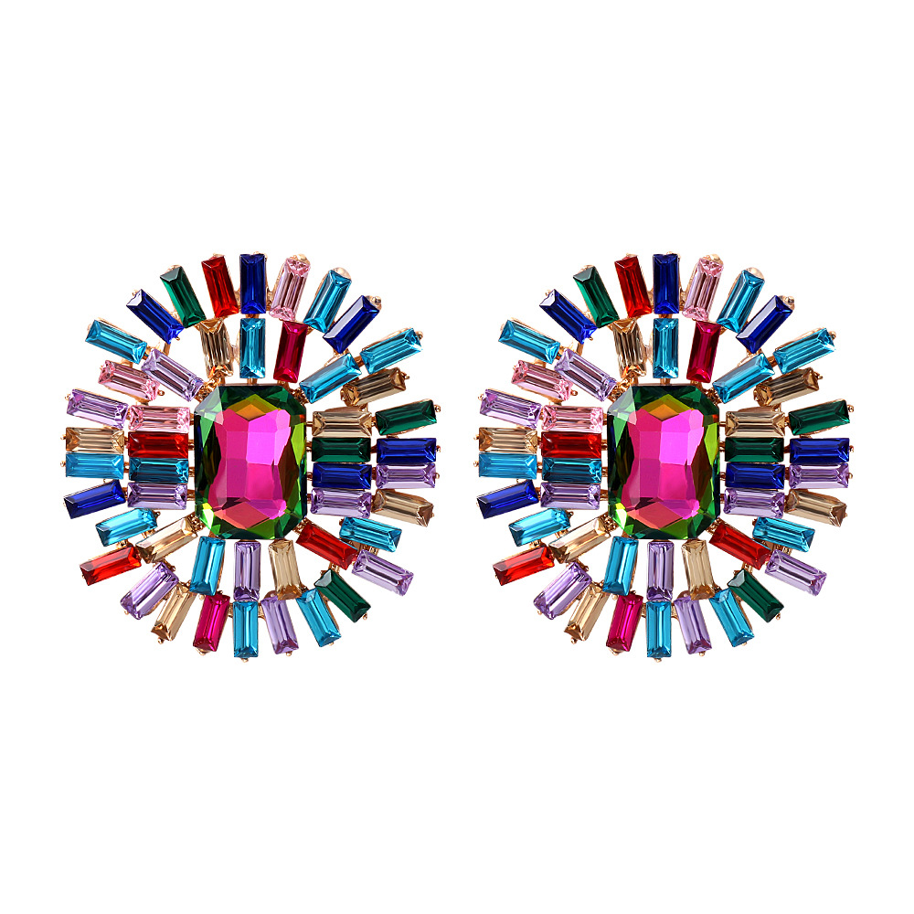 Simple Style Geometric Alloy Inlay Rhinestones Womenu0027S Ear Studs 1 Pair