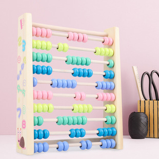 Children's Early Education Wooden Abacus Stand Colorful Calculation Stand 10-Speed Calculation Stand Math Abacus 10-Speed Abacus 3-12 Years Old