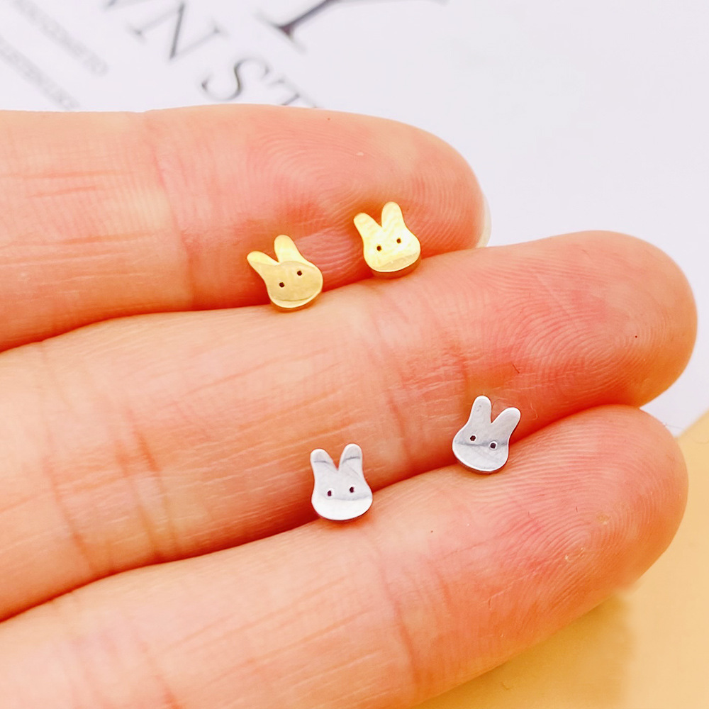 Fashion Rabbit Star Heart Shape Stainless Steel Plating Ear Studs 1 Piece display picture 3