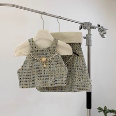 フランス式の小さい香りのファッションのスーツのスカートの2025年の夏のファッションの小さい洋服の高級な精巧な粗い花の2つのセット