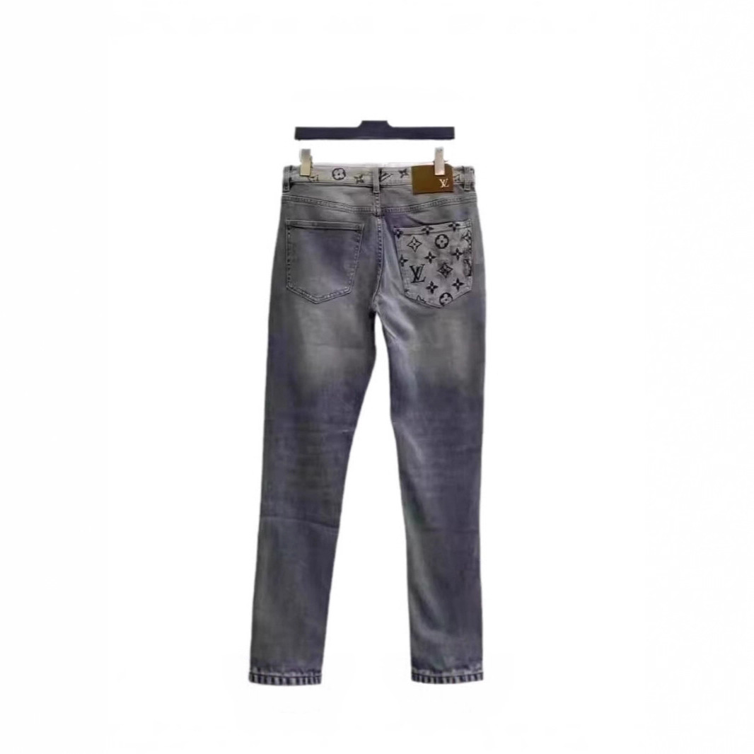 Slim Fit Skinny Pants Versatile Trendy Ins Print Long Pants European Station Trendy Brand Jeans Men 2025 New Korean Version