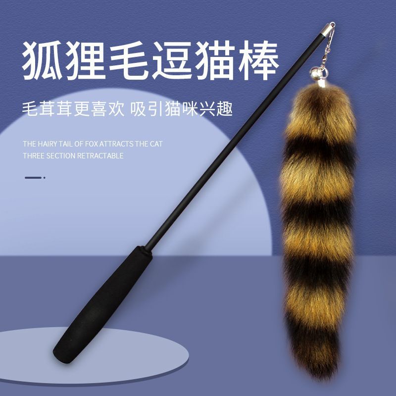 Cat Teaser Fishing Rod with Feather Long Rod, Replaceable Head, Cat Toy, Self-Entertainment Cat Gadget, Durable and Bite-Resistant