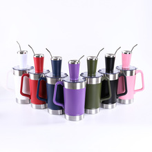 跨境2L大容量真空咖啡壶套装小喇叭杯304不锈钢套杯手柄壶保温杯