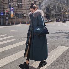 派克服女冬中长款加厚韩版过膝棉袄新款加绒收腰显瘦棉衣外套