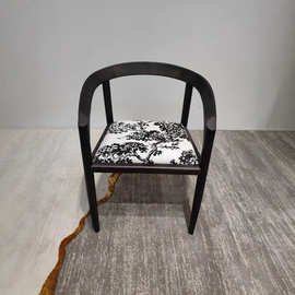 实木餐椅法式中古风家用香云纱化妆椅设计师网红款白蜡木纹书桌椅