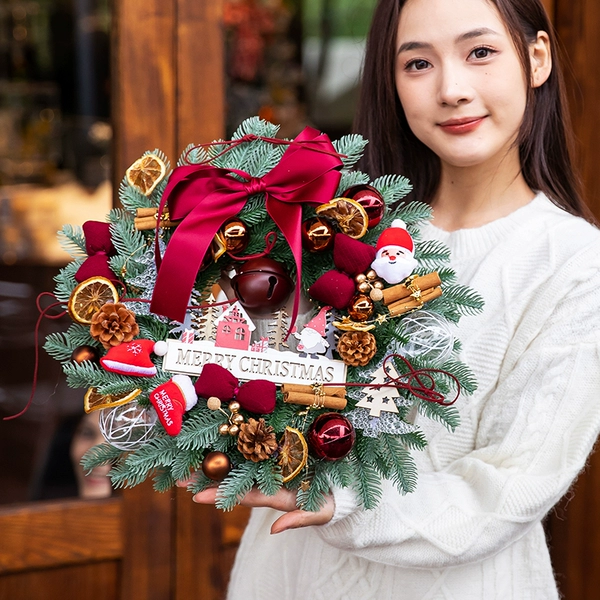 High-end Korean Christmas wreath 40cm with free hook