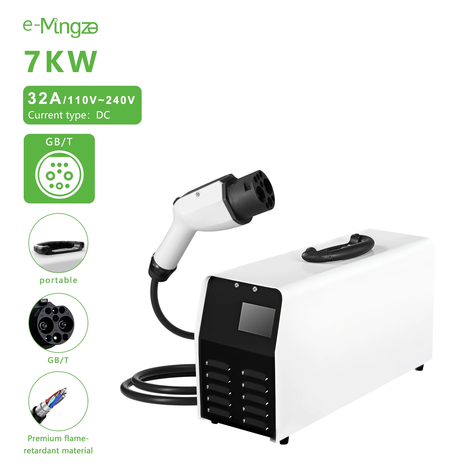 Мобильная зарядная станция для электромобилей мощностью 7 кВт, портативное 9-портовое бортовое зарядное устройство 220 В, быстрая зарядка постоянным током 7 киловатт