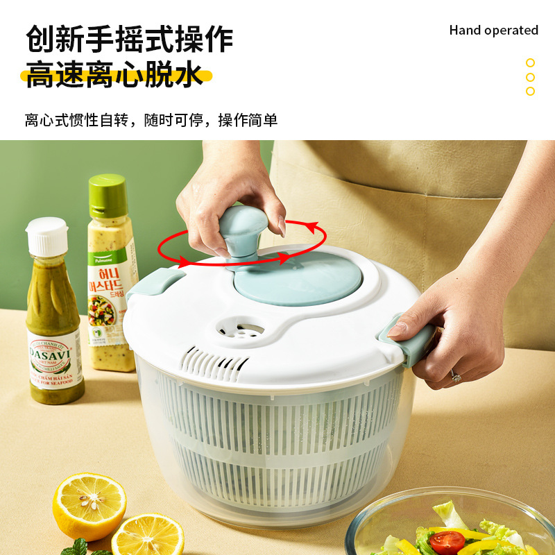 Ღsalad Vegetable Dehydrator Household Drain Dryer Fruit Manual Drain Basket Kitchen Tool for Washing Vegetables