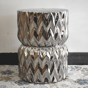 European-style silver ceramic drum stool porcelain stool shoe changing stool ceramic Pier ancient kite stool bedroom footstool side Round Table