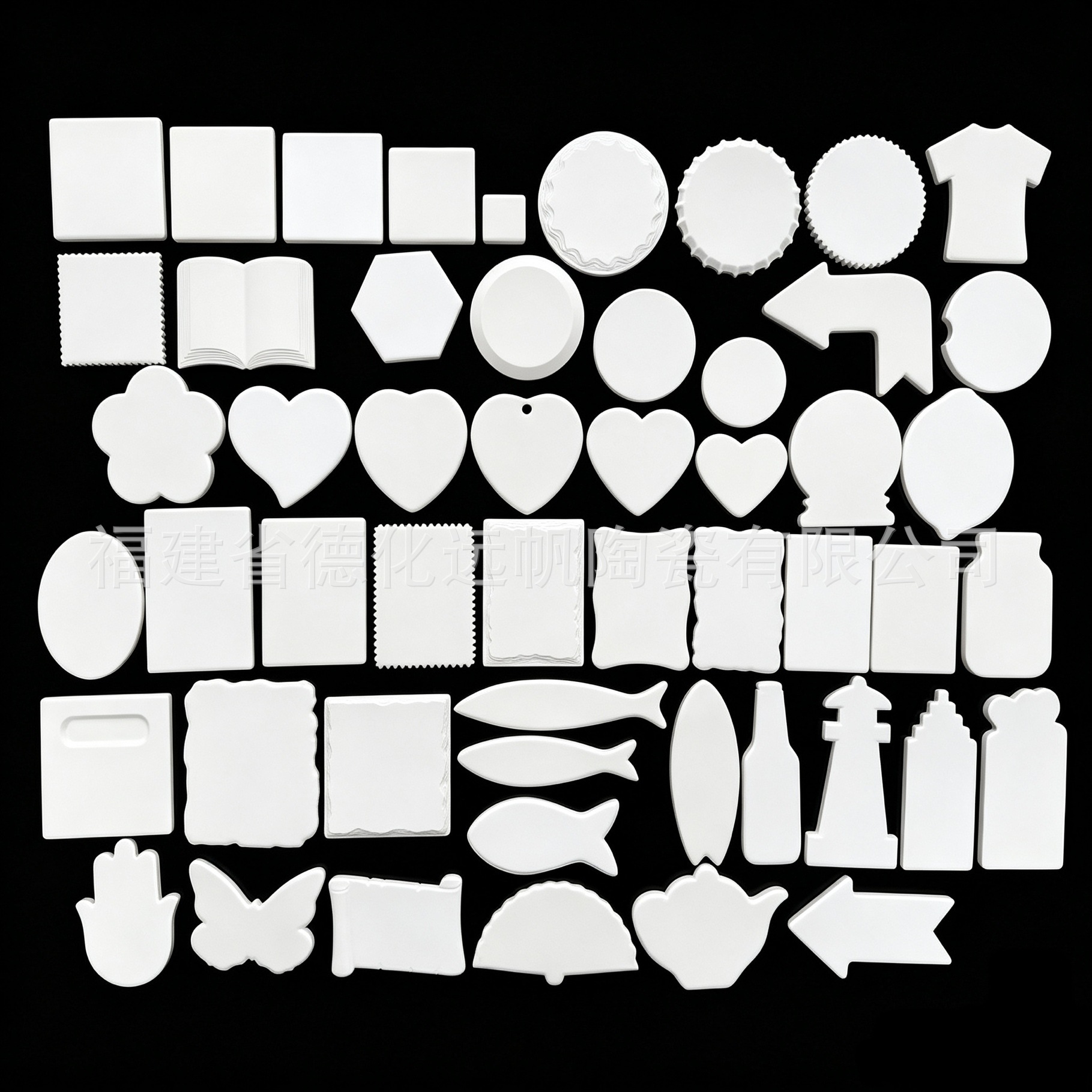 DIY ceramic white blank refrigerator magnets, white clay blank pieces for UV printing and heat transfer, magnetic stickers, factory wholesale