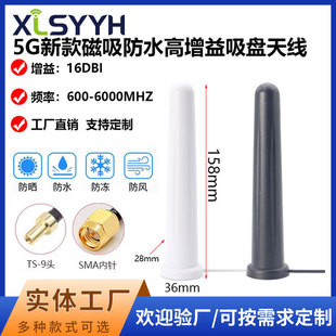 New 4G/5G Antenna/Magnetic High Gain Waterproof Sucker Antenna Wireless Network Card Desktop Antenna (10Dbi)