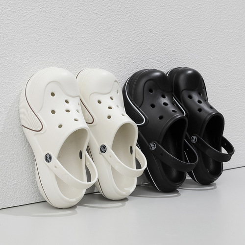 2024 Beach Crocs Women's Thick-soled Anti-Slip EVA Garden Shoes Men's Outerwear Heightening Slim Sandals Slippers Wholesale