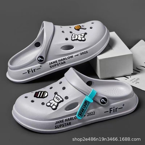 Men's Holeshoes 2024 New Couple Thick-Soled Slippers with Head Cover Anti-Slip Casual Soft Bottom Beach Wholesale