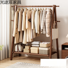 一件起批实木加粗款落地衣架卧室家用简易双层室内挂衣服衣帽架