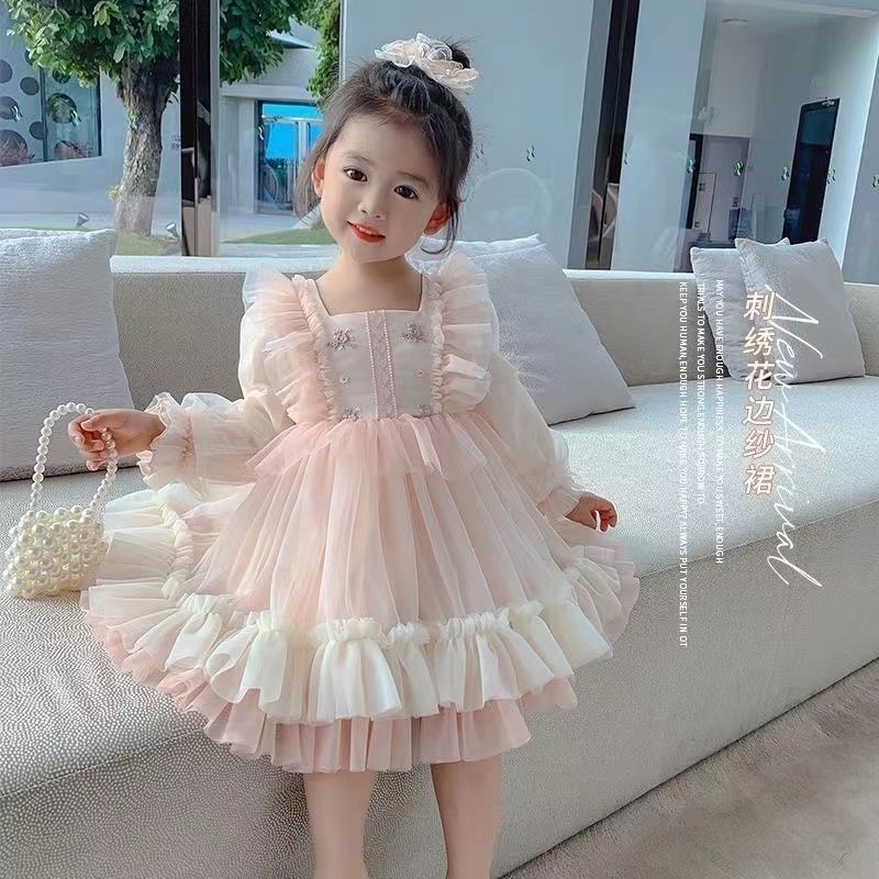 Girls' Dress Autumn New Style Children's Spring and Autumn Fashionable Long-Sleeve Princess Dress for Big Girls Trendy