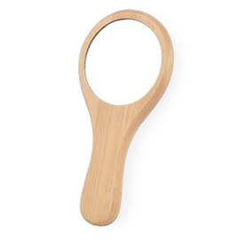 小镜子便携手柄镜楠竹小把镜化妆补妆镜子迷你可刻字美容专用镜