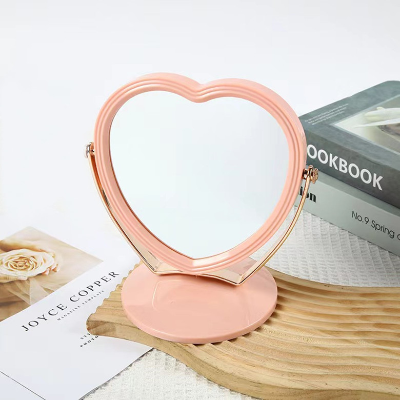 M019 boda festiva nueva casa en forma de corazón espejo de maquillaje de doble cara + 5 espejo giratorio de doble cara al por mayor