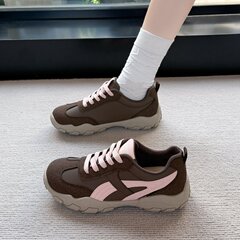复古美拉德休闲鞋女2025秋冬季新款增高显瘦小白鞋拼色运动阿甘鞋