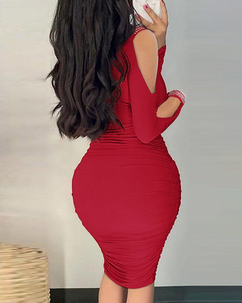 245g Weight Above Knee Dress Length Type Long Sleeve Sleeve Length Sheath Dress Dresses Type Regular Sleeve Sleeve Type Polyester Fabric Type Mid Waist Waist Line Daily Occasion V Neck Neckline Slim Fit Type Valentine'S Day Festival Solid Color Pattern Spring, Autumn Season Women's Gender Zipper Design Elegant Style Wholesale Women's Elegant Zipper Solid Color Daily V Neck Long Sleeve Sheath Dress