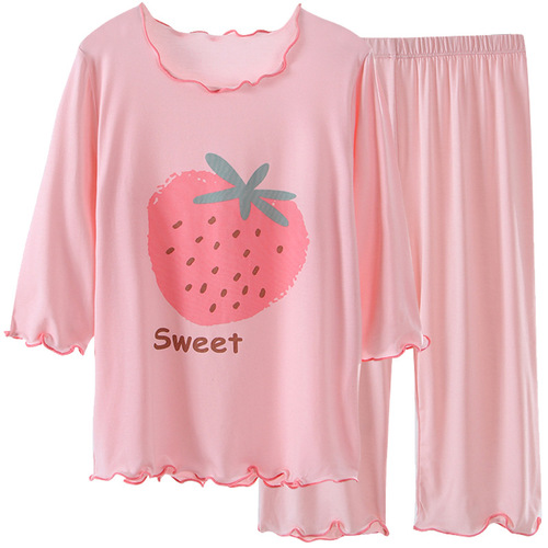 Children's short-sleeved home clothes set, girls' pajamas and pajamas, summer baby pajamas sets, air-conditioned clothes