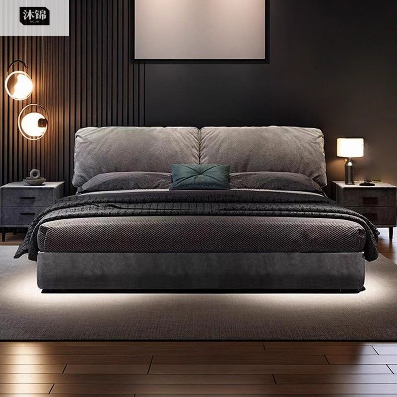 Hs Italian-Style Light Luxury Elephant Ear Double High-End Atmospheric Modern Minimalist Storage Wedding Bed Master Bedroom Large Bed Fabric Bed