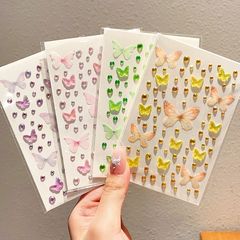 儿童卡通蝴蝶带钻贴纸演唱会脸贴免胶自粘女童舞台表演妆造道具