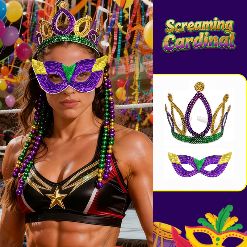 Amazon máscaras de baile de espectáculo carnaval temático bandas de cabello oro púrpura verde sequillas máscaras de mitad de cara accesorios