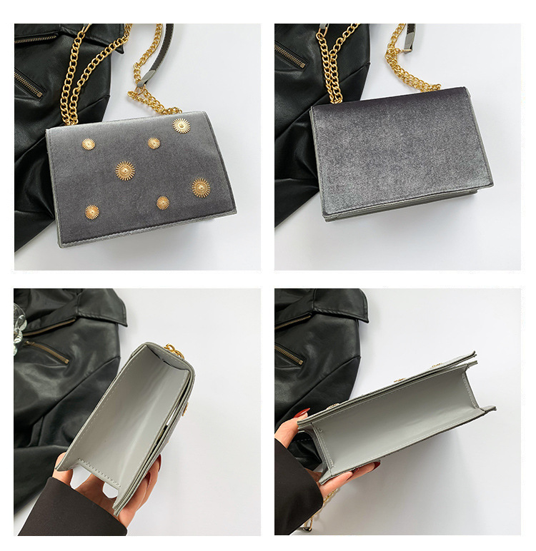 Cross-border fashionable velvet small square bag for women, simple and fashionable single-shoulder bag, new autumn and winter crossbody chain bag undefined