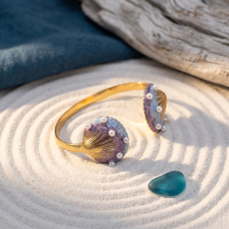 Tina Europa y los Estados Unidos transfronterizos de acero inoxidable pulsera de conchas de gradiente púrpura temperamento único exagerado moda moda joyería de mano mujer
