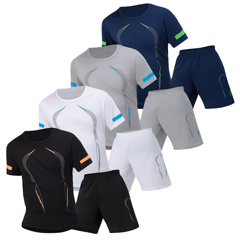 Overseas Cross-Border Platform Men's Summer Casual Sports Short-Sleeved Shorts Suit Loose Large Size Running Fitness T-Shirt