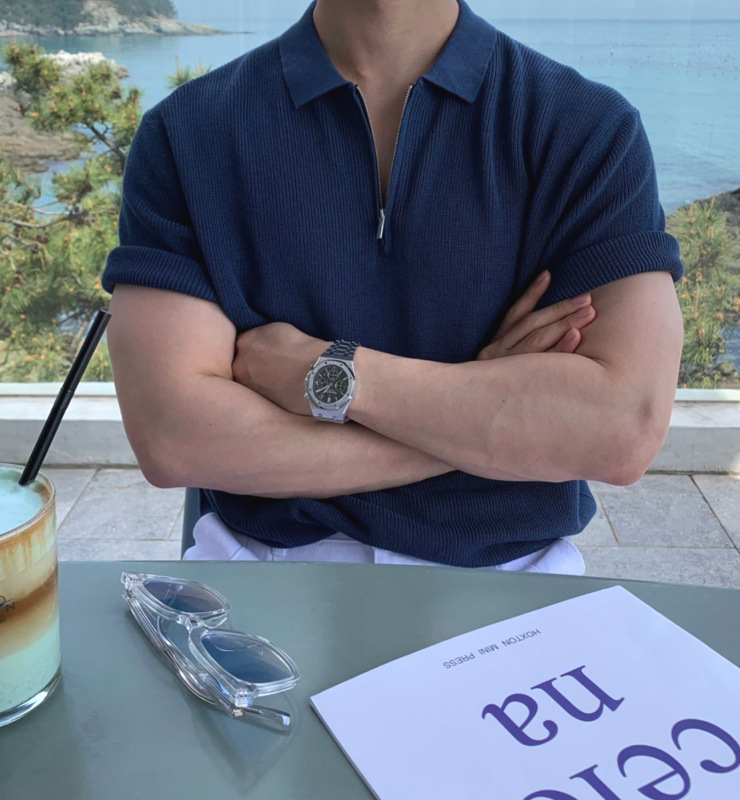 韩系半拉链针织polo衫男丝光棉冰丝修身短袖卫衣翻领羊毛衫t恤潮|undefined