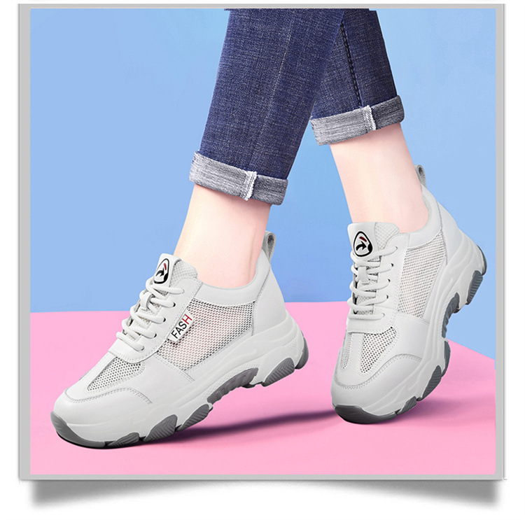 Giày sneaker nữ chunky đế dày lưới thoáng khí mùa hè 2025, gót 5 cm — DH 58316m gót xám cao 5cm, LJ 58098 màu xám, LJ 58098m màu, DH 58316 Màu trắng Chiều cao gót 5cm chi tiết 11