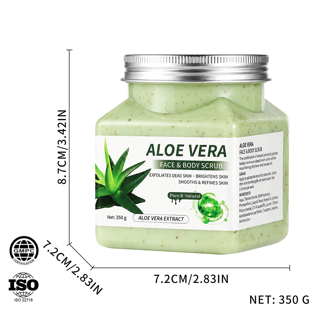 Aloe vera gel, scrub, 350g, English