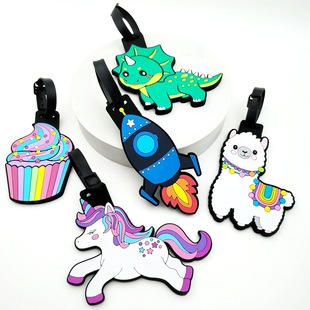 Super Eye-Catching Dinosaur Luggage Tag Suitcase Tag Boarding Pass Unicorn Anti-Loss Label Identification Tag Cross-Border