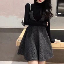 FL19288秋款高冷系减龄女装气质成熟连衣裙百搭毛衣两件套女