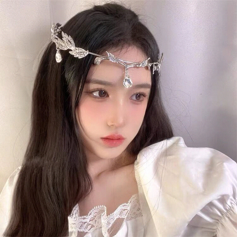 Escape Princess Headwear New Style Super Fairy Forest Style Leaves Water Drop Bridal Crown Headwear Wedding Dress Accessories