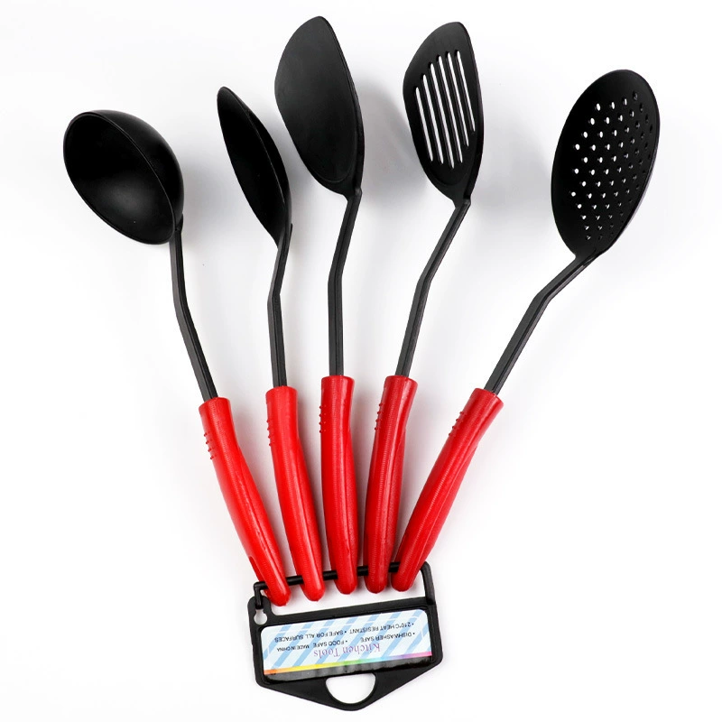 12 часов цветной ручки нейлоновой посуды набор антипригарный горшок для приготовления посуды 5 комплектов ложки лопаты для трансграничных продаж