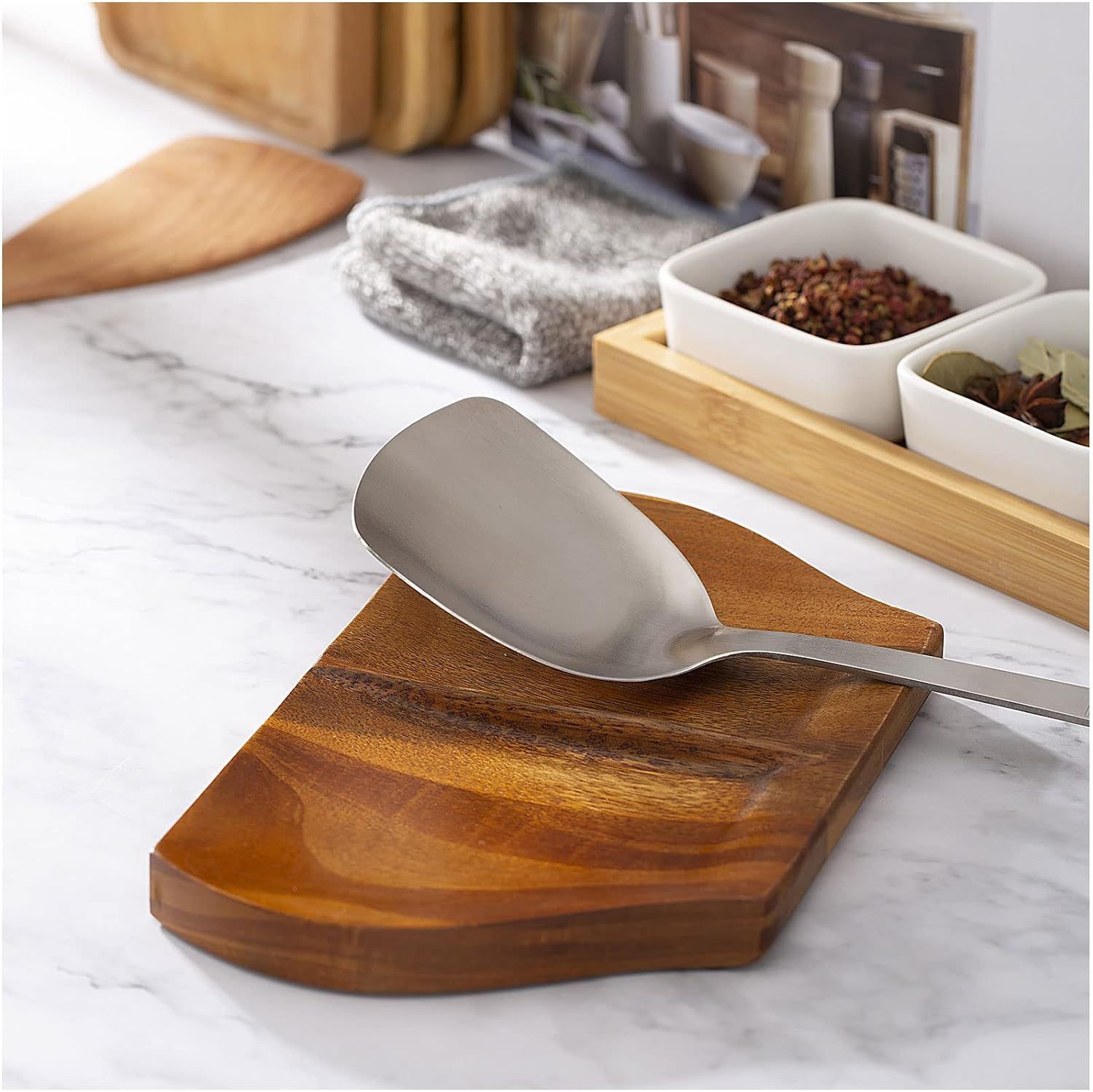 Titular de la cuchara de madera maciza creativa cocina gadget moderno minimalista soporte de aislamiento de madera maciza titular de almacenamiento de vajilla
