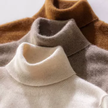 2023 Autumn/Winter turtleneck cashmere sweater for women with lean solid color all-matching knitted base long sleeve pullover sweater - ShopShipShake