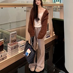 软糯慵懒风格子阔腿裤女春秋冬新款高腰宽松垂感松弛休闲直筒长裤