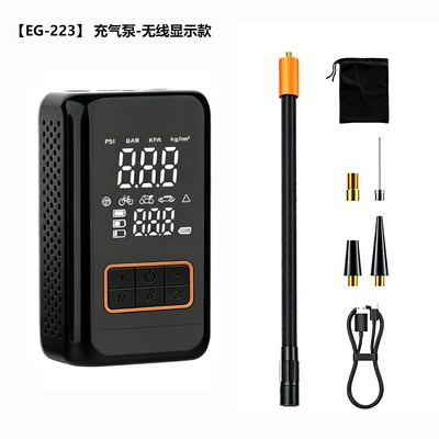 and car use, Hava nasosu - new-model-with-large-screen-black-colorwireless-digital-displaypre-set-tire-pressure-with-auto-stop-upon-completion1500mah2-batteries