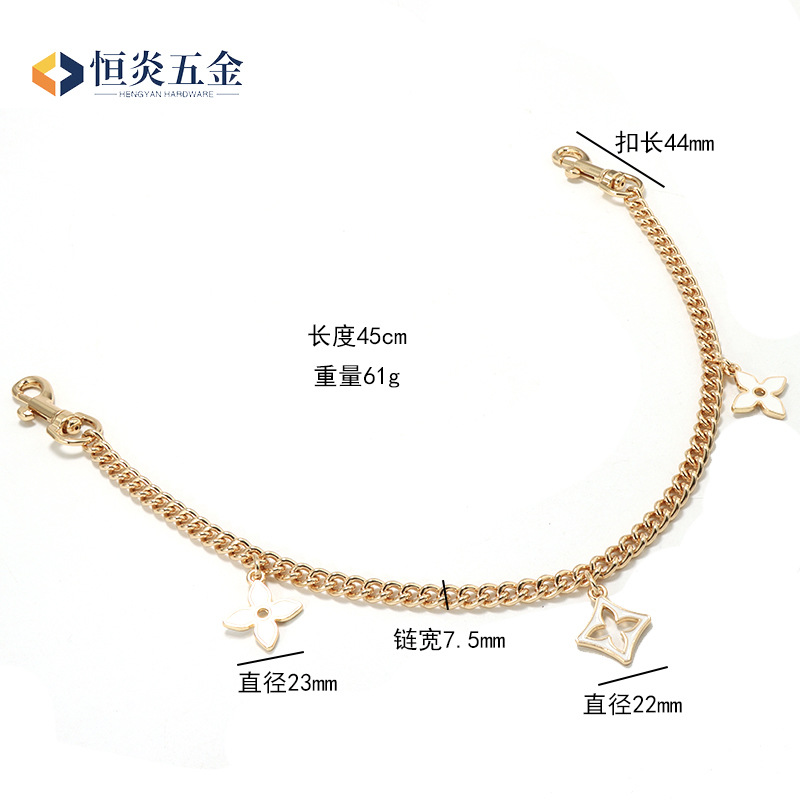 Cadena de Extensión de Metal para Bolso con Colgante de Camelia