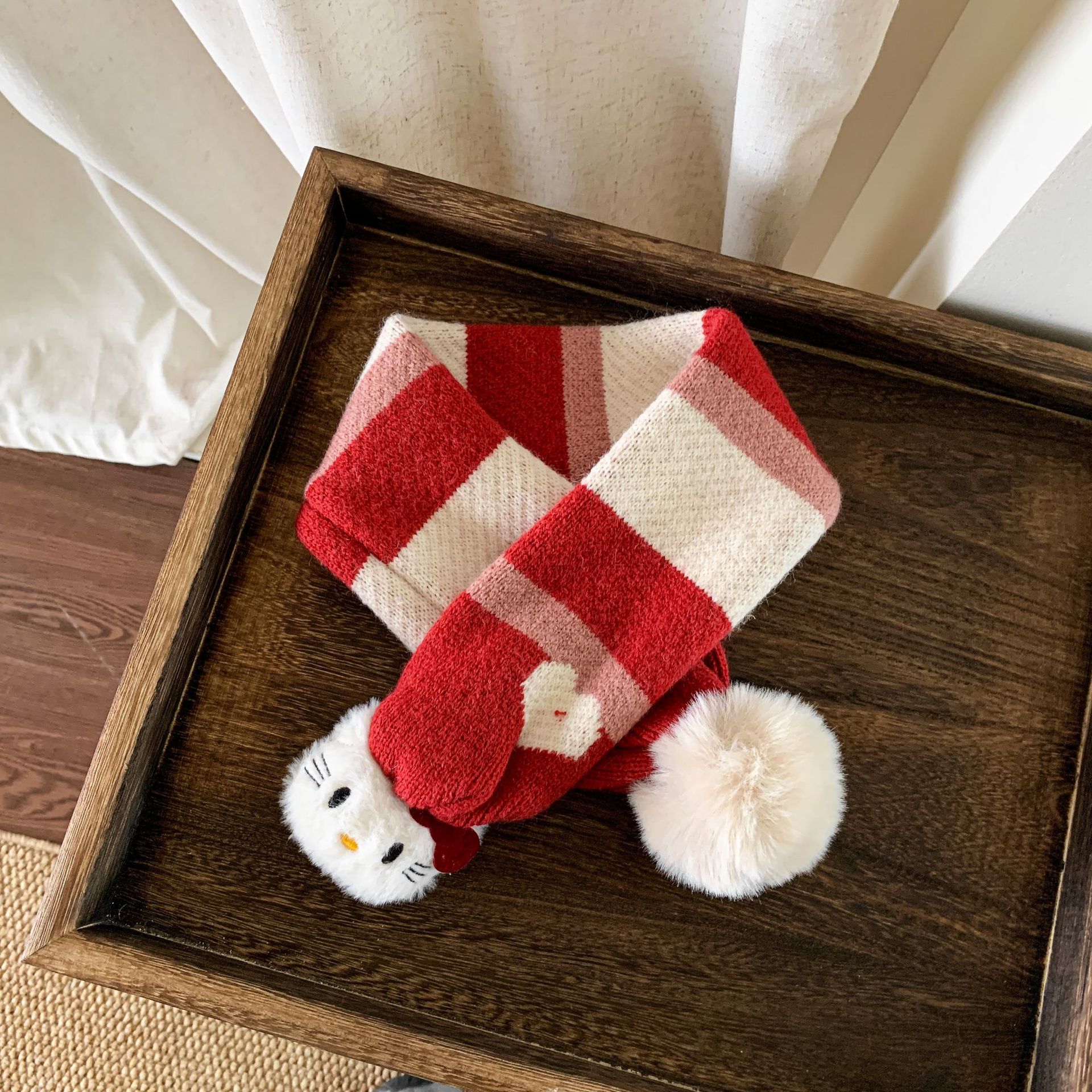 Sugar Pear ropa infantil bufandas rojas de punto para niños otoño invierno caliente niña encantadora Navidad de Año Nuevo buñuelo
