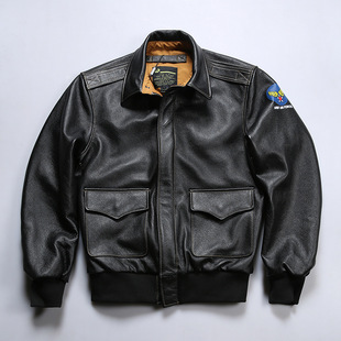 American A2 First-Layer Cowhide Flight Jacket Men's Factory Direct Supply Lapel Genuine Leather Jacket