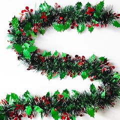 クロスボーダー Amazon クリスマスデコレーション ヘアストリップ ダークグリーン レッドベリー リーフデコレーション カラーストリップ シーンアレンジメント ラタン