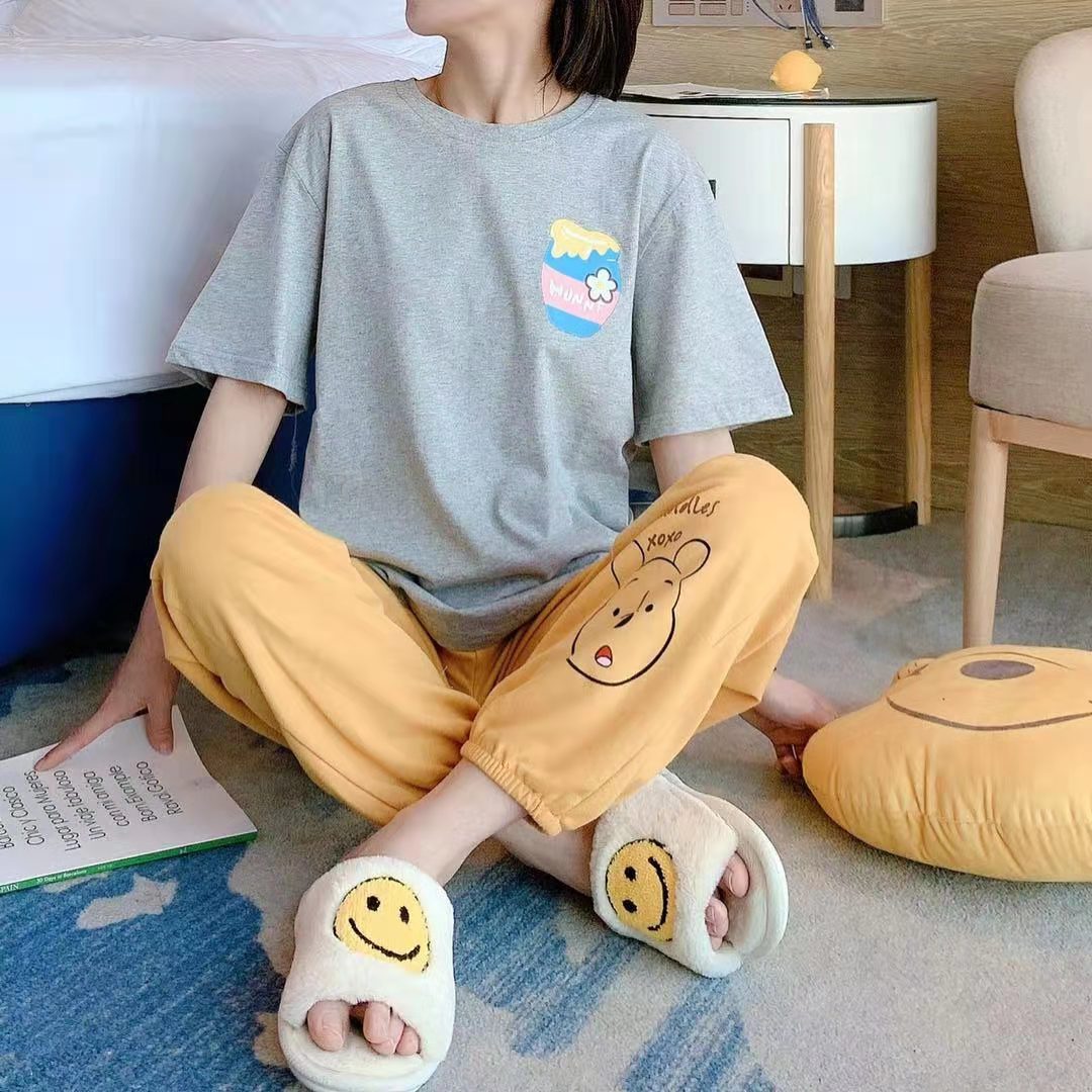 공장 외국 무역 잠옷 여자의 새로운 만화 여름 반팔 바지 다양 한 새로운 가정 세트 가정 옷