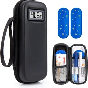 Insulin Cooler Box with Temperature Display - Refrigerated Medicine Travel Case with 2 Tsa