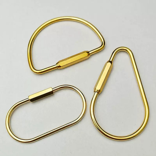 Brass O-Shaped Buckle Simple Water Drop D-Shaped Buckle Creative Handmade Keychain Luggage Metal Key Ring Screw Buckle Accessories