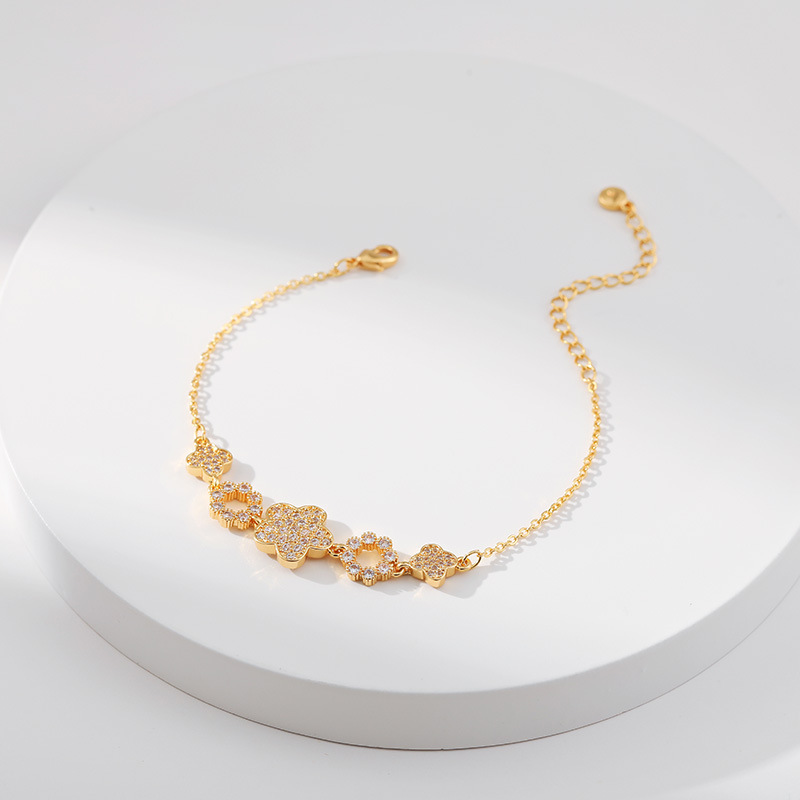 Lady Heart Shape Flower Copper Plating Bracelets 1 Piece